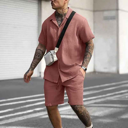 Men's Casual Polo Shirt and Shorts Set - Comfortable 2-Piece Summer Outfit