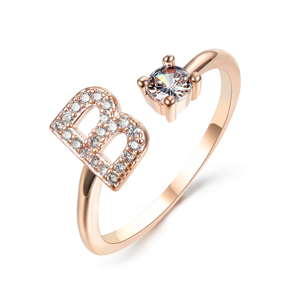 Adjustable Initial Letter Ring - Personalized Alphabet Jewelry