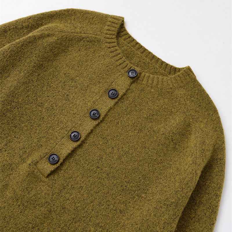 Women's Round Neck Single-breasted Knit Sweater