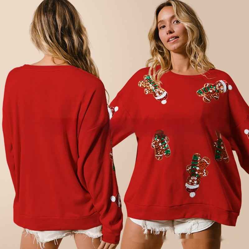 Women's Christmas Ginger Sequined Sweater
