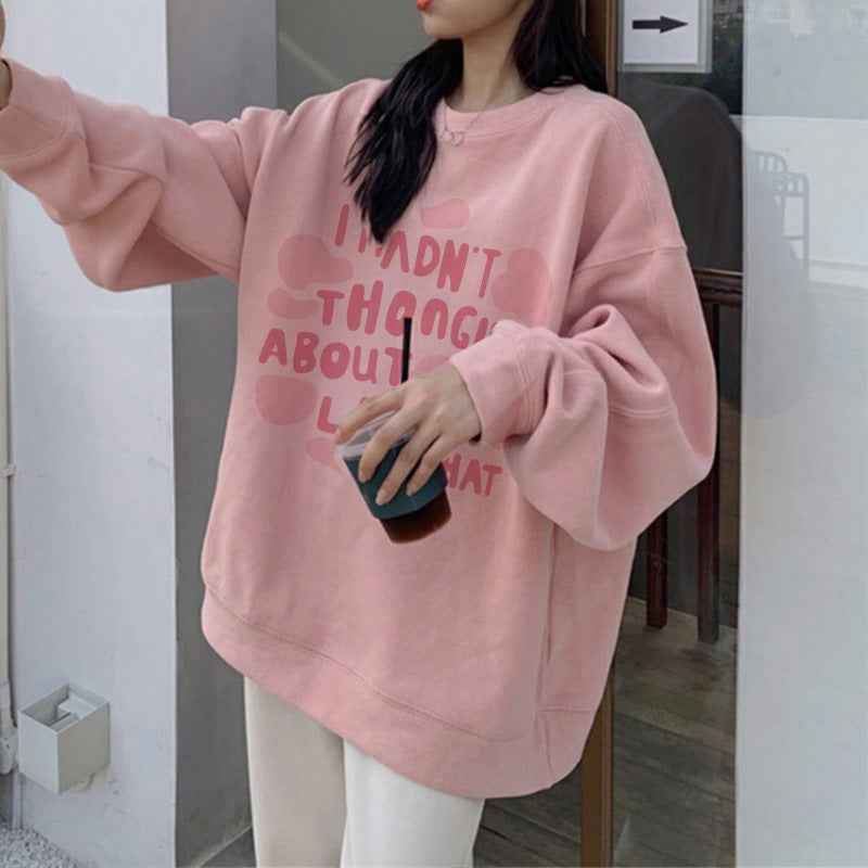 New American Style Loose Hoodie For Women Plus Size  Fleece-lined