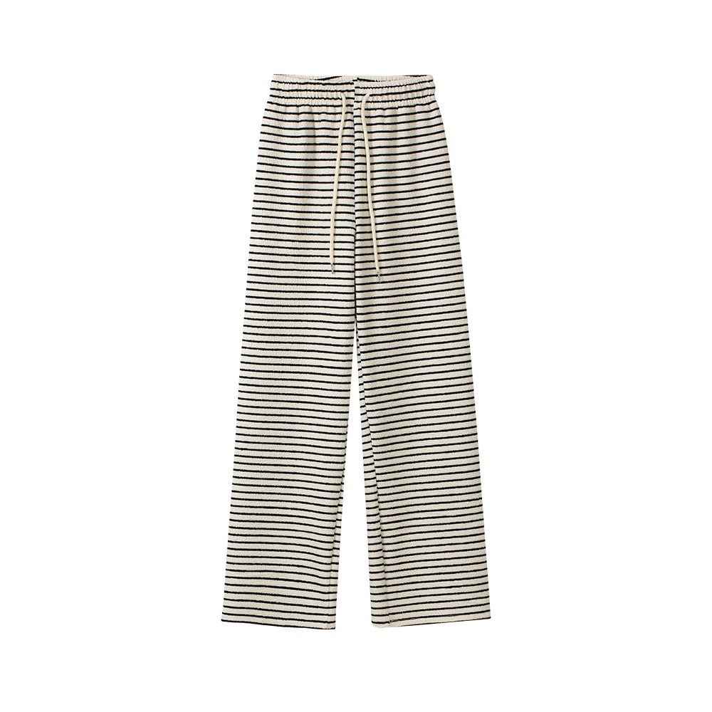 Loose Draping Outer Wear Slimming Stripes Wide-leg Casual Pants