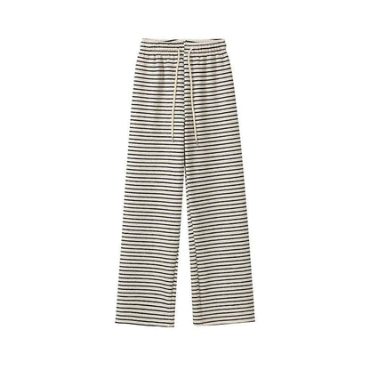 Loose Draping Outer Wear Slimming Stripes Wide-leg Casual Pants