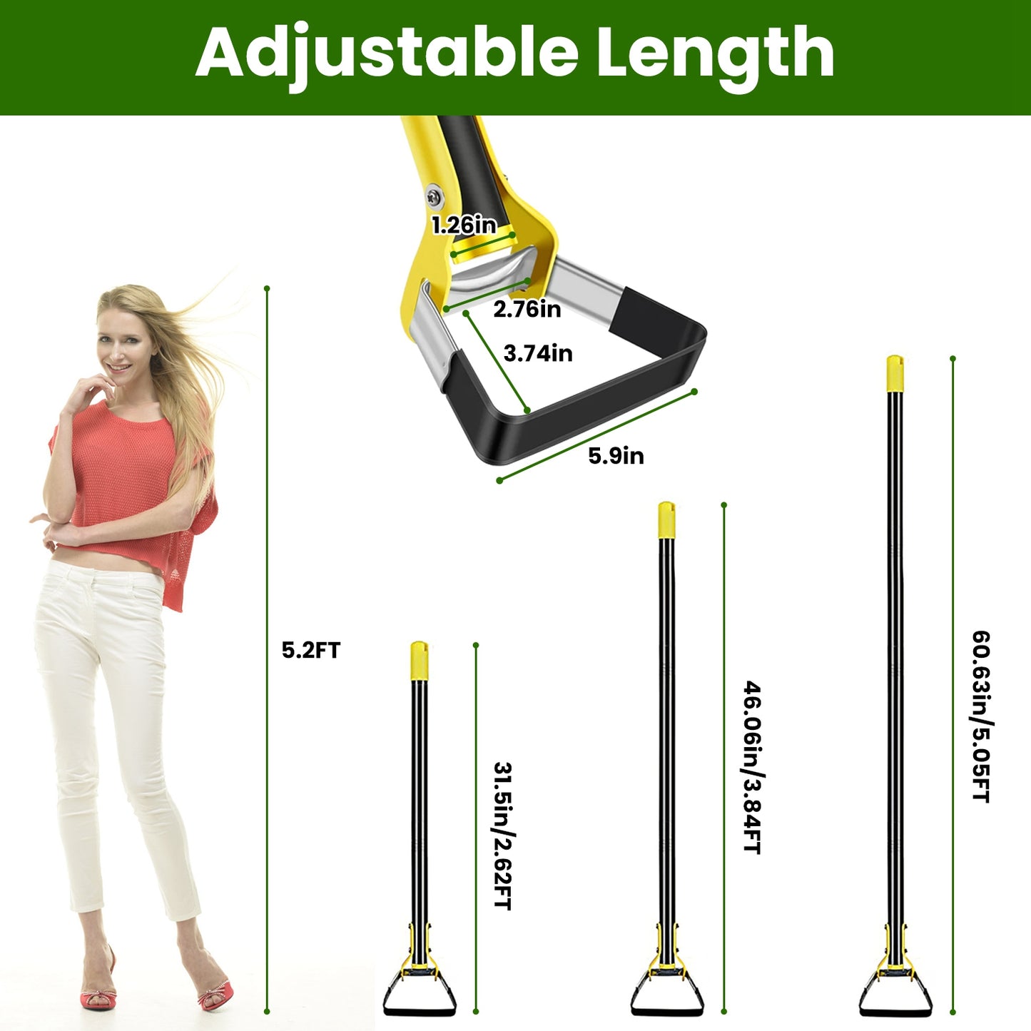 60.63in OR 46.06in Adjustable Garden Hoe Handheld Stirrup Hula Hoe Scuffle Loop Hoe Gardening Weeder Cultivator Weeding Rake For Weeding Loosening Soil