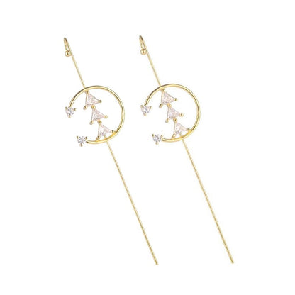 Glistening Ear Wrap Crawler Zircon Earrings Piercing Earrings Premium Earrings - DropOnline.co