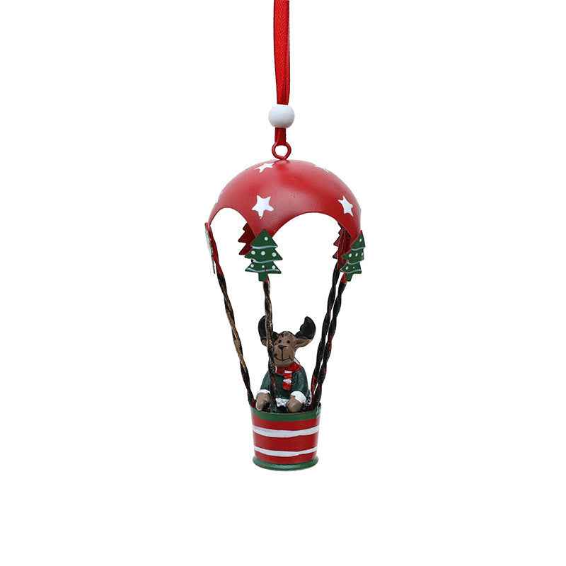 Nordic Iron Christmas Hot Air Balloon Pendant - Santa Snowman Elk Parachute Decoration - DropOnline.co