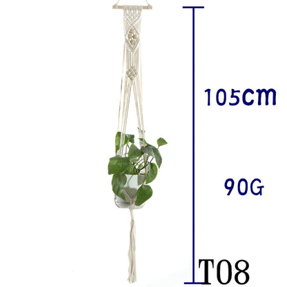 Flower Pot Net Bag Beige Cotton Rope Indoor Plant Hanger Hanging Basket Sling - DropOnline.co
