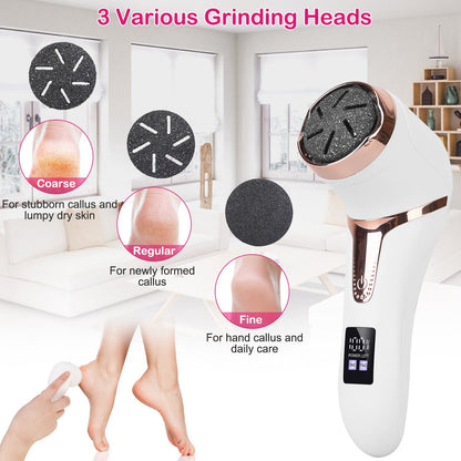 17Pcs Electric Foot Callus Remover With Vacuum Foot Grinder Rechargeable Foot File Dead Skin Pedicure Machine With 3 Grinding Heads 2 Speeds Foot Care Tool - DropOnline.co