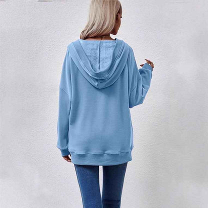 Hooded Kangaroo Pocket Long Sleeve Women's Plus Size Sweater