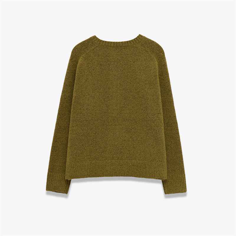 Women's Round Neck Single-breasted Knit Sweater