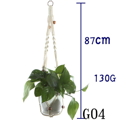Flower Pot Net Bag Beige Cotton Rope Indoor Plant Hanger Hanging Basket Sling - DropOnline.co