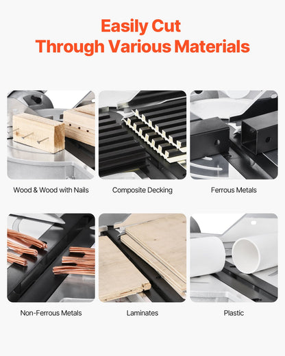 Compound Miter Saw 10-Inch Blade 15 Amp Motor 60-Tooth Corded Single Bevel 0-45°