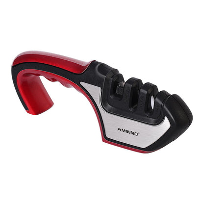 A Four-in-one Family Uses A Sharpener To Sharpen A Kitchen Knife - DropOnline.co