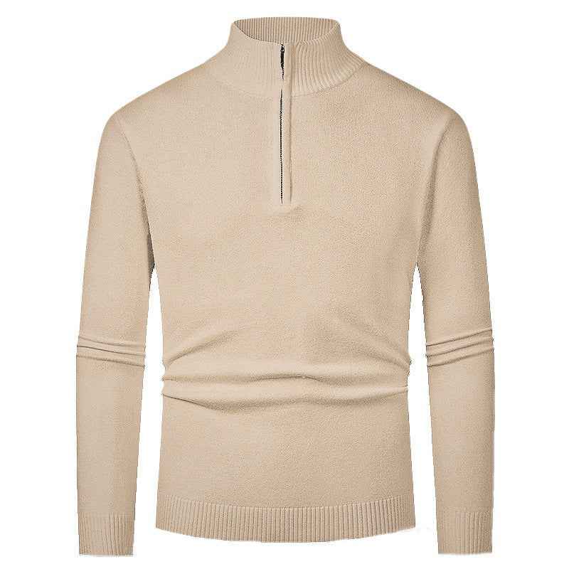 Men's Fashion Half Zipper Polo Sweater Casual Long Sleeve