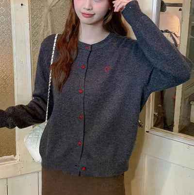 Korean Style Original Round Neck Lazy Knitted Open Sweater