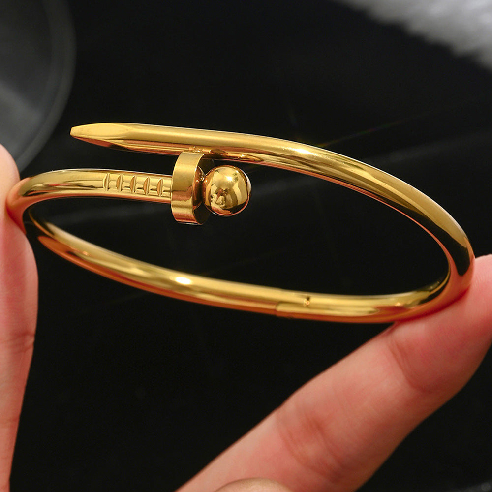 Stainless Steel Gold Bracelet - Love Nail Design