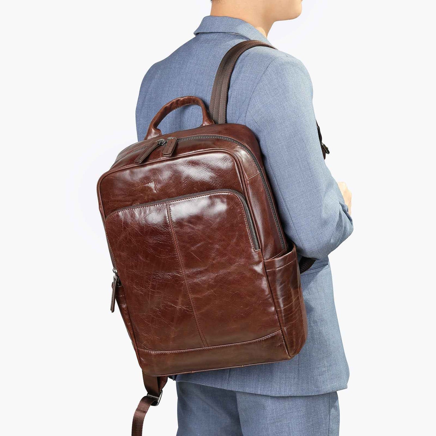 Genuine Leather Men's Backpack Business