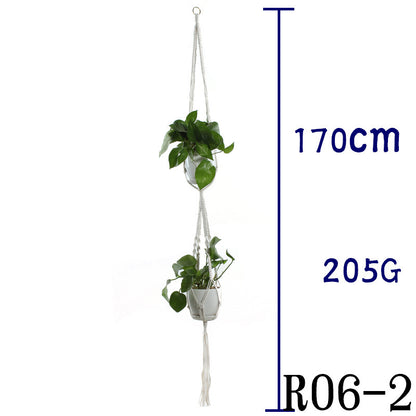 Flower Pot Net Bag Beige Cotton Rope Indoor Plant Hanger Hanging Basket Sling - DropOnline.co