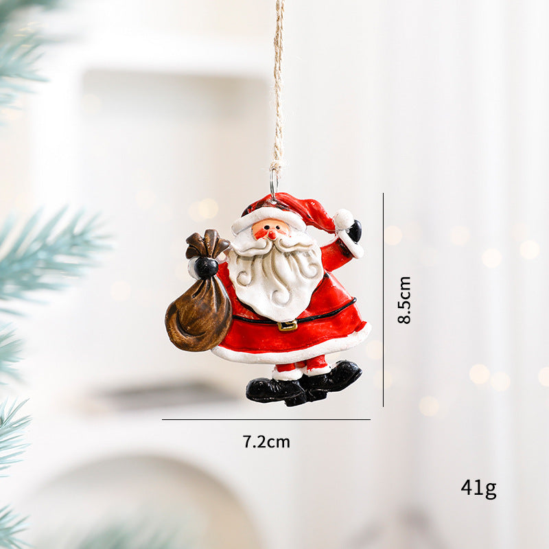 Christmas Resin Character Pendants - Santa Snowman Gingerbread Man Ornaments