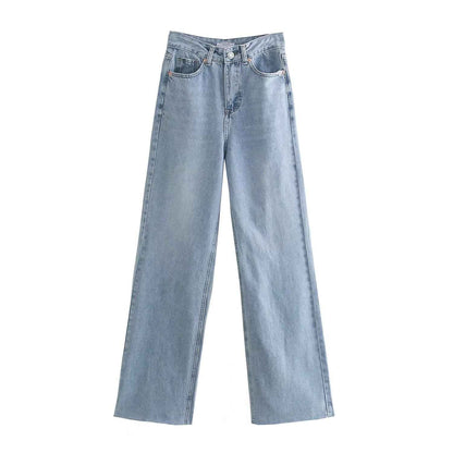 Women's High Waist Colorful Jeans Loose Slimming Wide Leg Pants