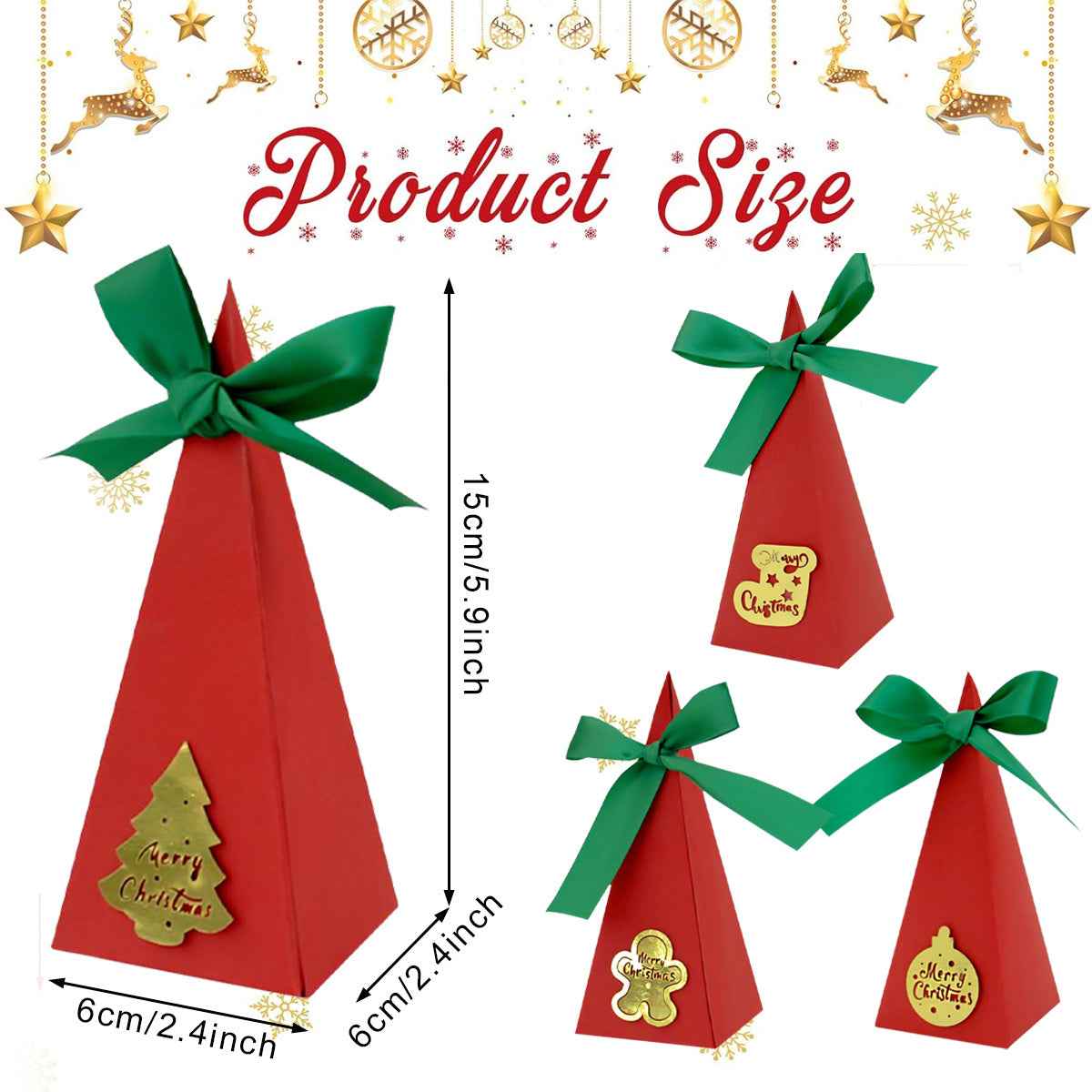 20 Packs Christmas Treat Boxes - Pre-Assembled Triangle Goody Boxes - DropOnline.co