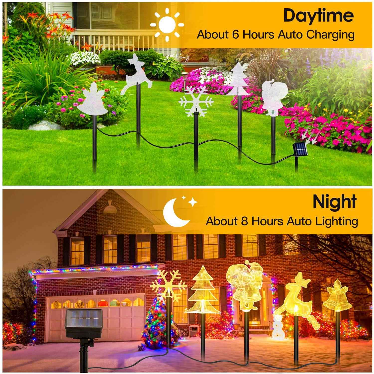 5Pcs Mixed Christmas Solar Stake Light Set - Waterproof Outdoor Landscape Light - DropOnline.co