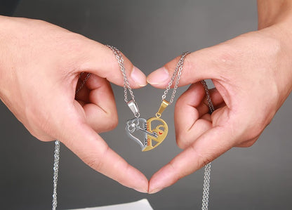 Pendant Love Necklace Set Lover Valentine Gifts Stainless Steel Chain Necklace - DropOnline.co