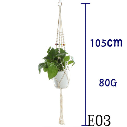 Flower Pot Net Bag Beige Cotton Rope Indoor Plant Hanger Hanging Basket Sling - DropOnline.co