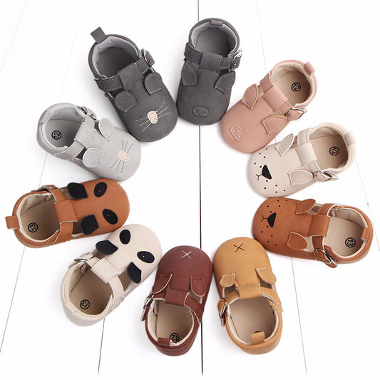 Cartoon Animal Baby Shoes - Soft Non-Slip Leather First Walking Shoes