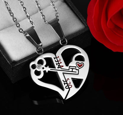 Pendant Love Necklace Set Lover Valentine Gifts Stainless Steel Chain Necklace - DropOnline.co