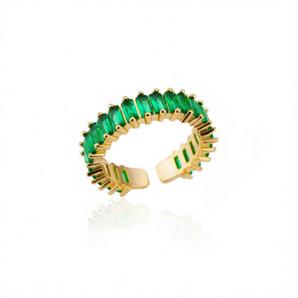 Colorful Zircon Open Ring - Adjustable Statement Piece