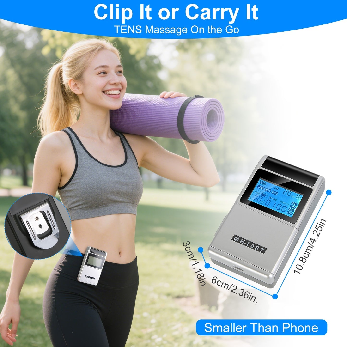 1Pc 4 Channel TENS Unit Muscle Stimulator Rechargeable Digital TENS Muscle Massager With 48 Modes 20 Intensity Levels 8 Pads Timer