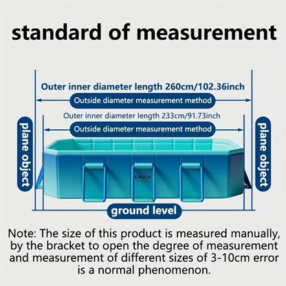 2.6-meter Glacier Blue Swimming Pool - No Inflation Required, Leak-proof, Soothing Glacier Blue Aesthetics, Stylish And Elegant Design - A Must-Have For Family Water Games And Cool Summer Recreation I