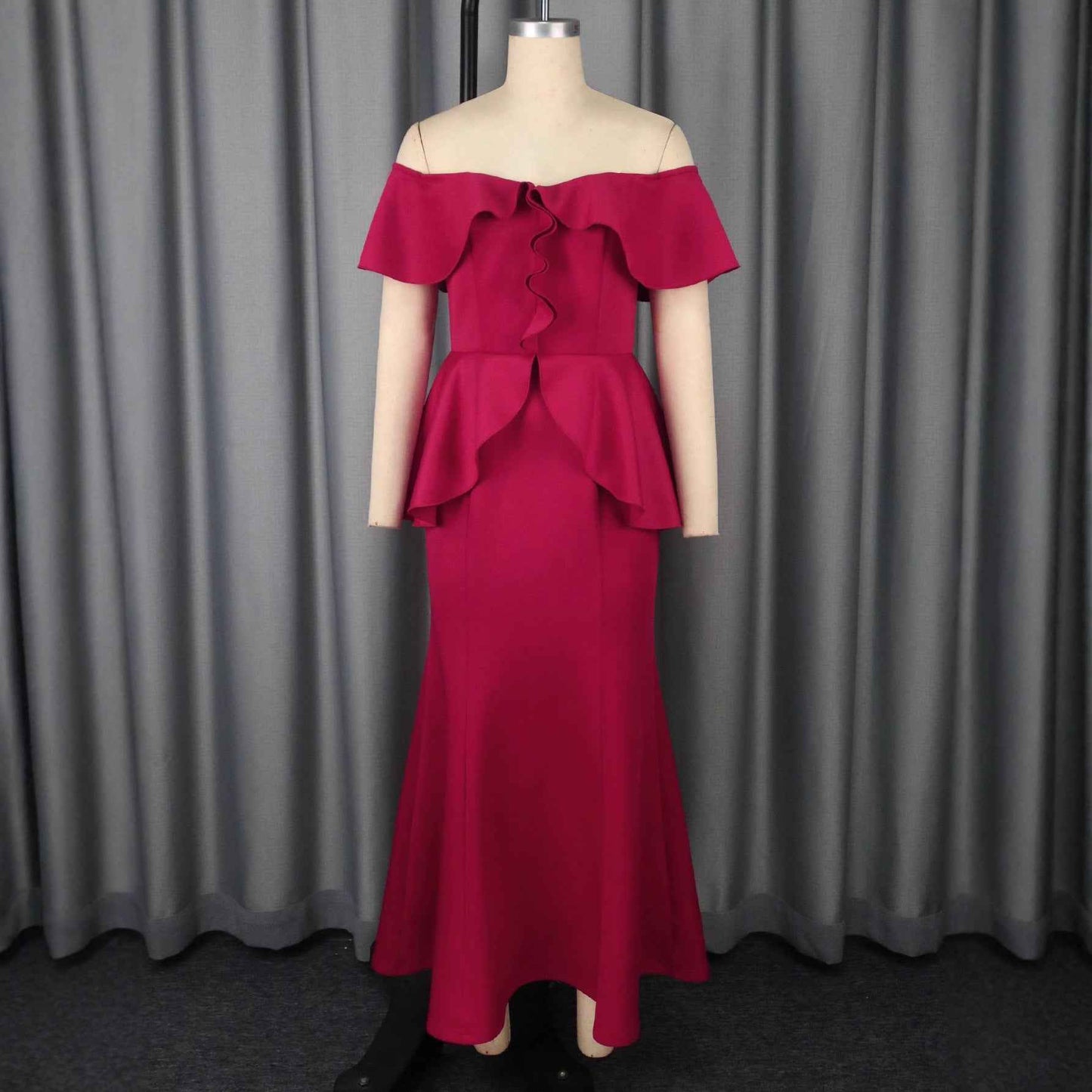 Strapless Ruffled Off-the-shoulder Dress Fishtail Dress