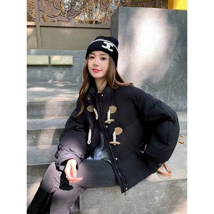 Winter Short Stand Collar Thick Cotton Coat With Toggles