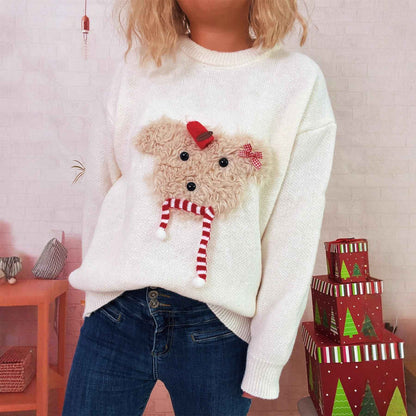 Women's Casual Round Neck Patchwork Casual Warm Sweater