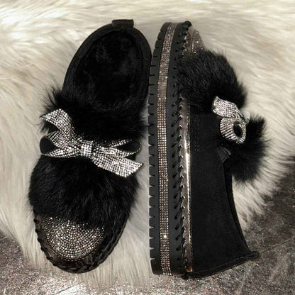 Fashion Bow Rhinestone Plus Size Women's Casual Shoes