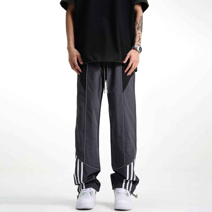 Men's Patchwork Striped Straight-Cut Casual Pants
