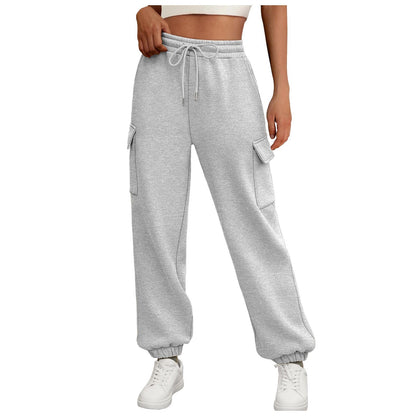 Women's Fleece-Lined Sweatpants - Baggy Athletic Jogger Trousers with Pockets - DropOnline.co