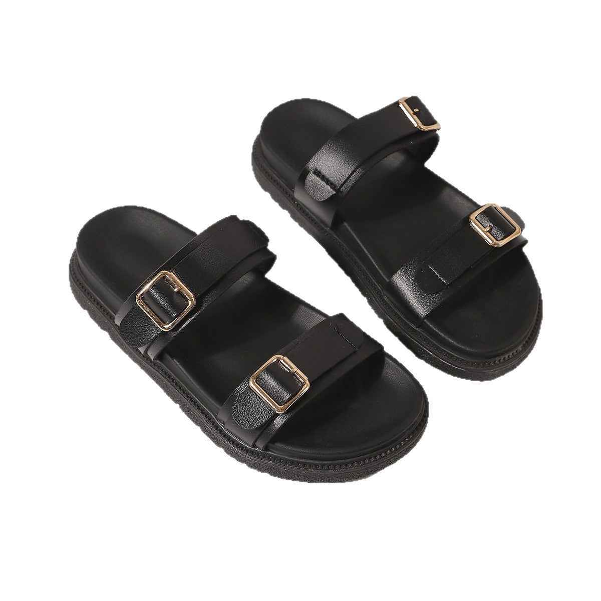 Loafers And Thick-soled Slippers Fashion Buckle Strappy Beach Sandals For Women