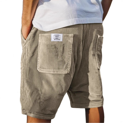 Men's Multi-pocket Embroidery Mark Corduroy Shorts