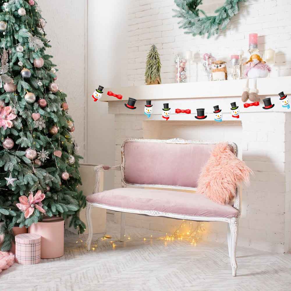 2 Pack Christmas Banner Paper Sign Garland - Gingerbread Man Snowman Bunting - DropOnline.co