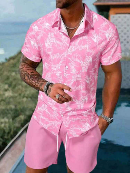 Men's 3D Printed Lapel Shirt - Casual Slim-Fit Short Sleeve Outfit