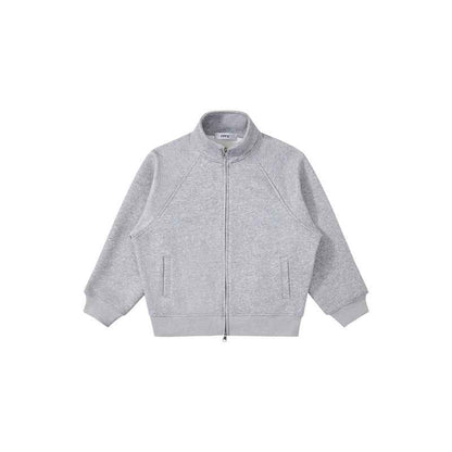 Men's American-style Stand Collar Gray With Zipper Sweatshirt Jacket