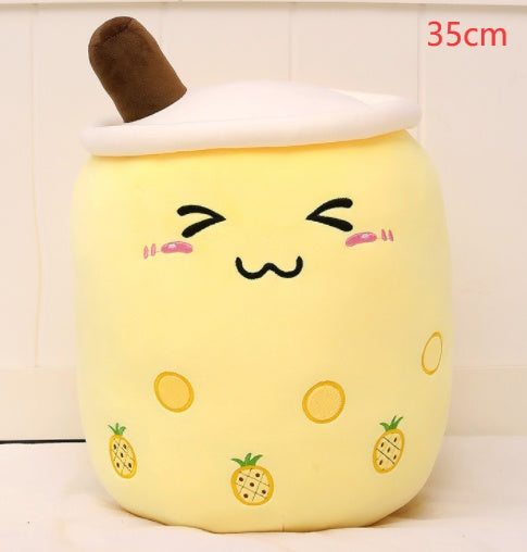 Boba Tea Plush Toy - Cute Strawberry Milk Tea Stuffed Animal Pillow Cushion for Kids