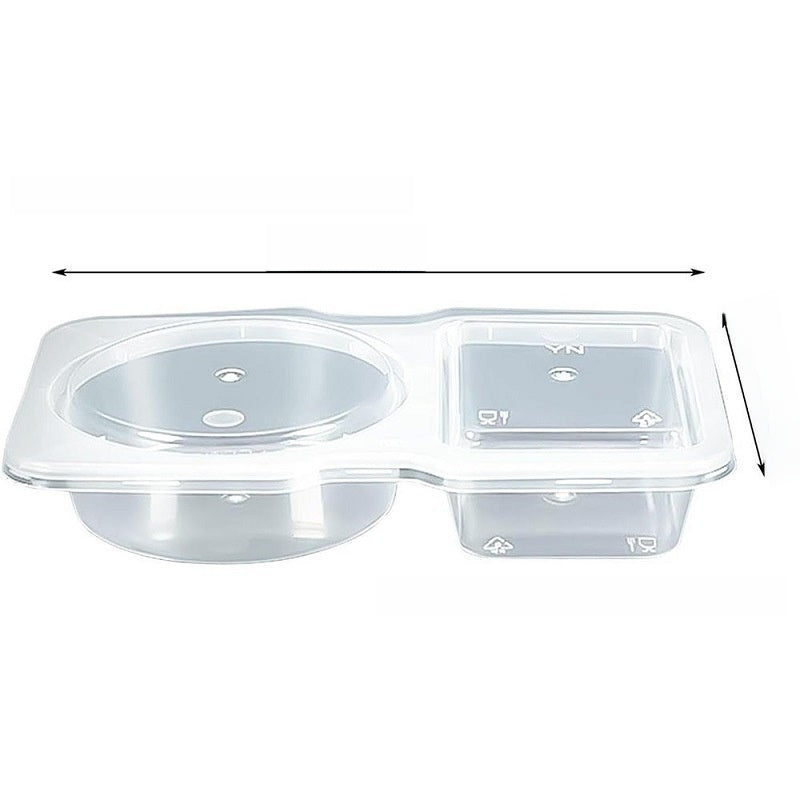Disposable Double-Compartment Plastic Sauce Box with Lid