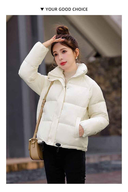Winter Down Cotton Jacket With Stand Collar Women's Short Style