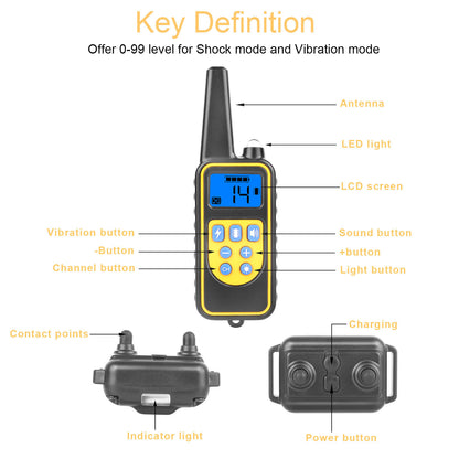 1Pc Dog Training Collar With Remote  IP67 Waterproof Pet Trainer 300mAh Rechargeable 875 Yard Remote Control 4 Modes Adjustable Level - DropOnline.co