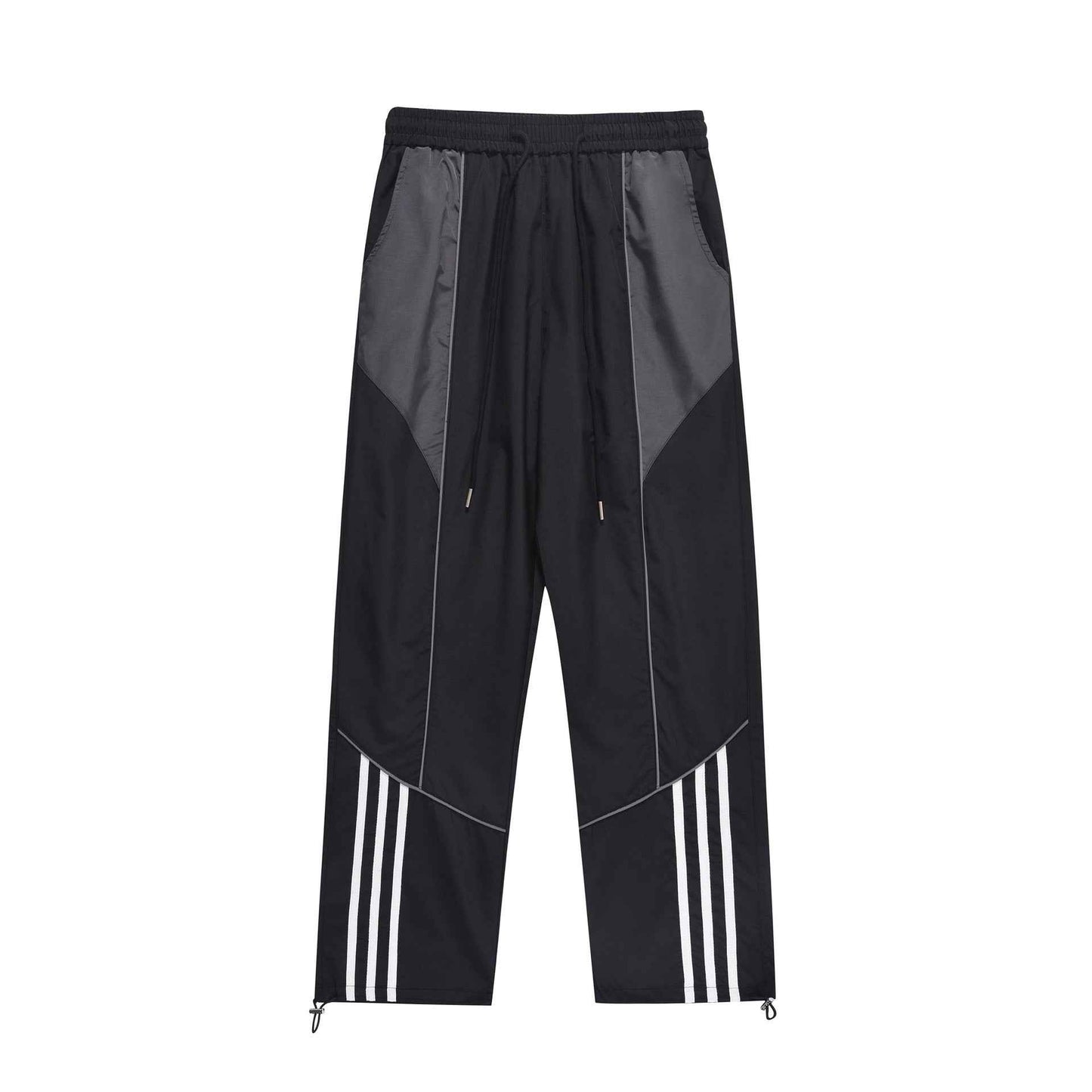 Men's Patchwork Striped Straight-Cut Casual Pants