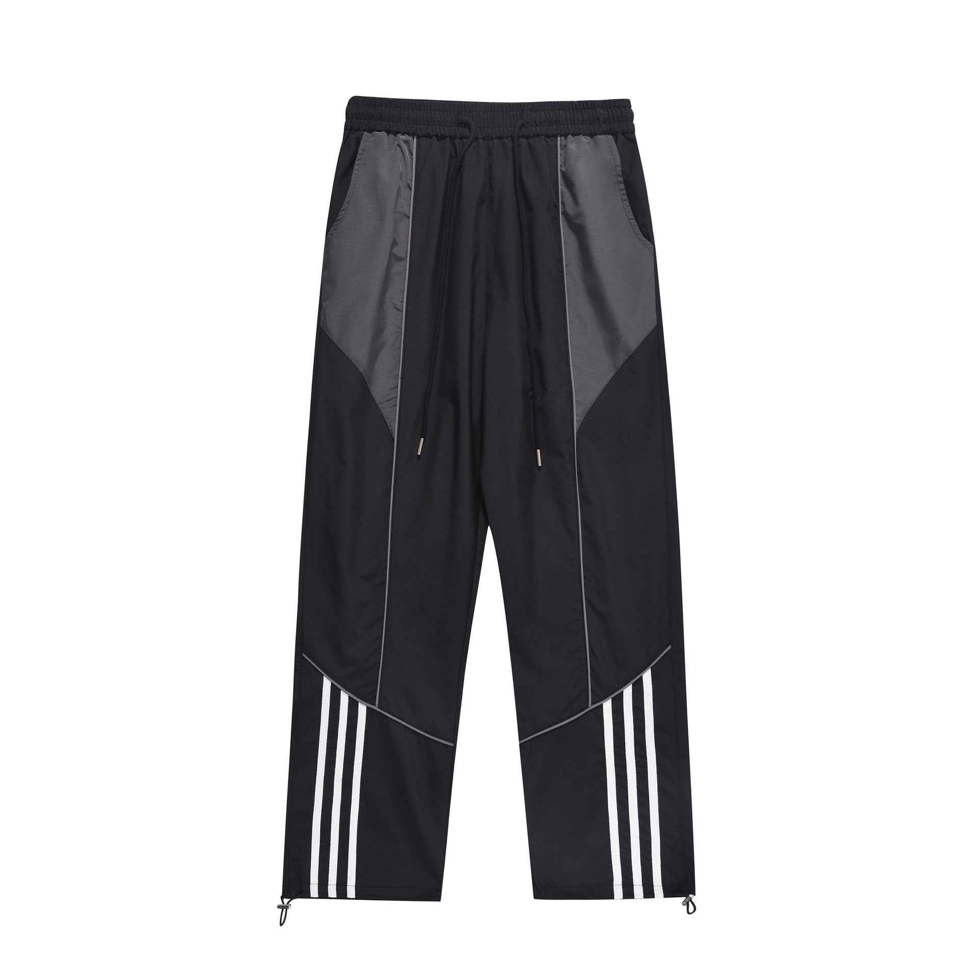 Men's Patchwork Striped Straight-Cut Casual Pants